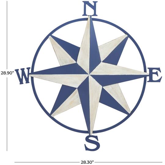 Blue & Cream Distressed Compass Wall Décor